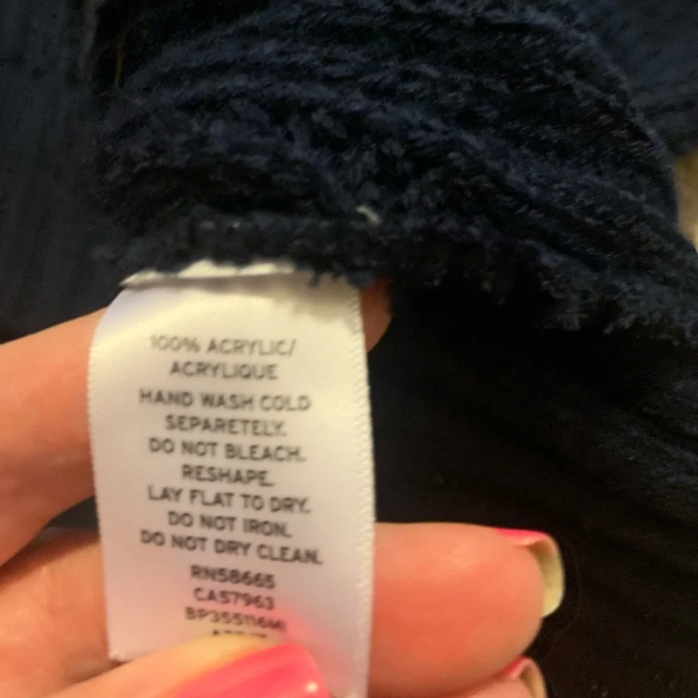 BP. by Nordstrom Partly off the Shoulder Knit-Like Waffle Navy Sweater l Large - Picture 4 of 9